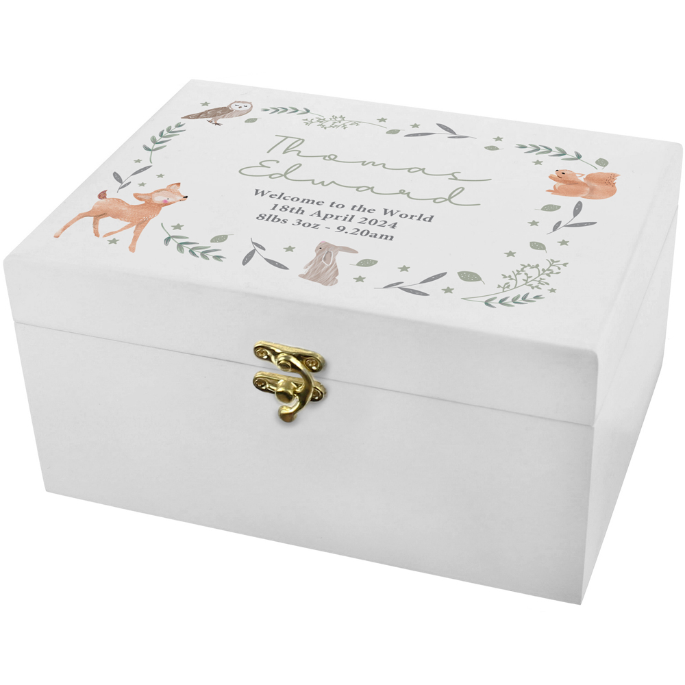 Personalised Memento Personalised Woodland Animal Wooden Keepsake Box Image 1