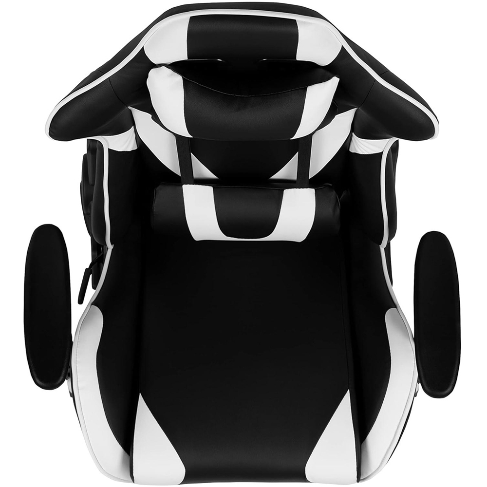 FWStyle X20 Black and White Faux Leather Racer Style Deluxe Gaming Chair Image 3