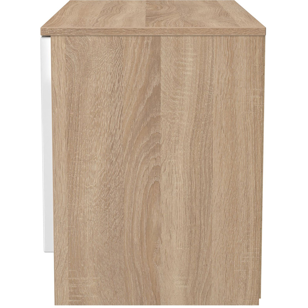 Crowndale Milan 2 Door White Gloss and Bardolino Oak Compact Storage Unit Image 3