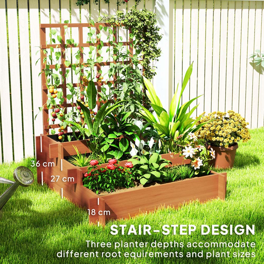 Outsunny 3 Tier Wooden Garden Planter with Trellis Image 5