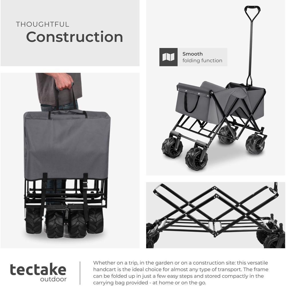 tectake Grey 2 Pocket Foldable Garden Trolley 80kg Image 4