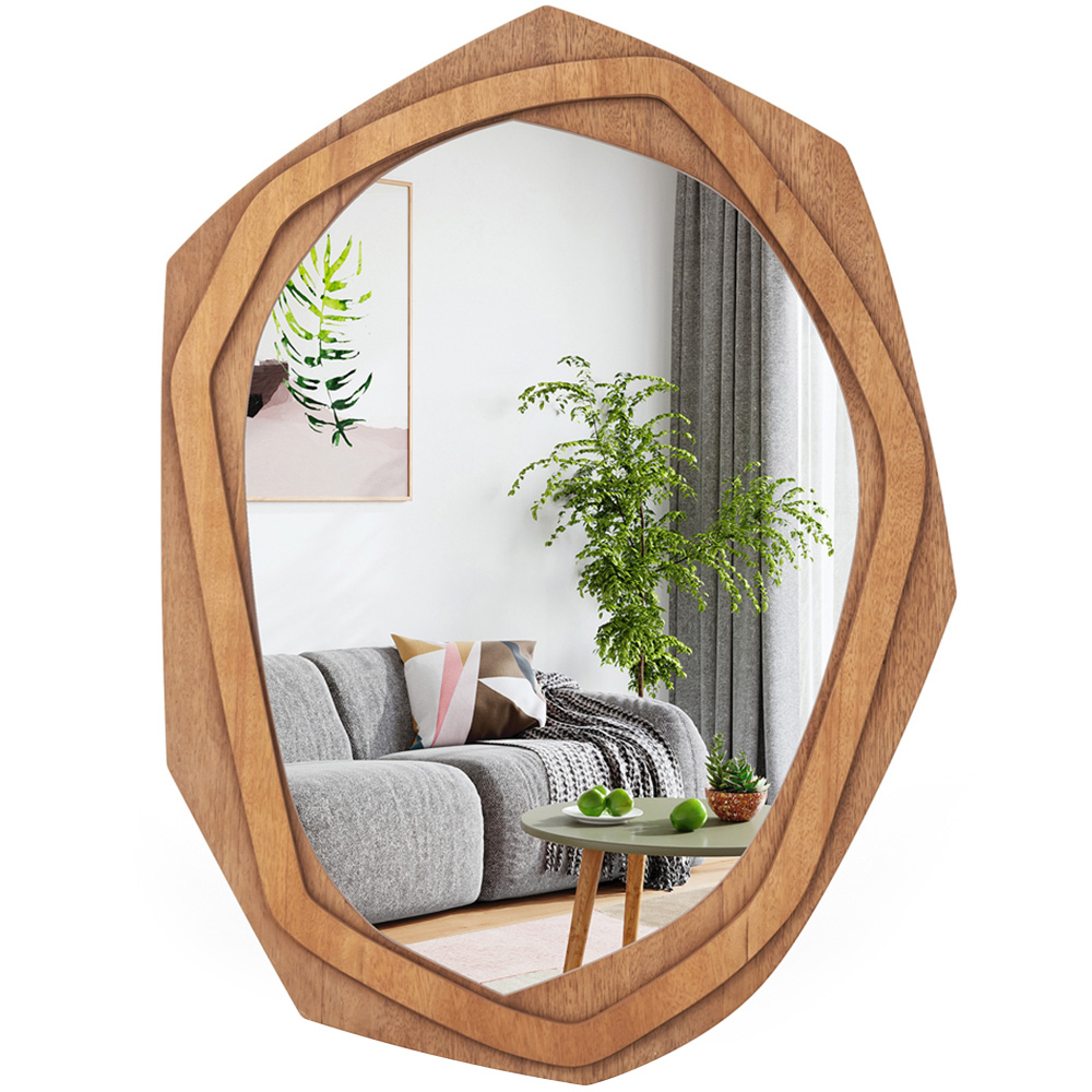 Costway Natural Irregular Wall Mirror 89 x 66cm Image 1