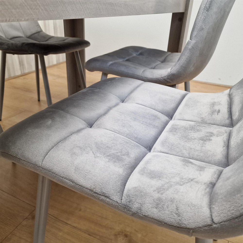 Portland 4 Seater Velvet Dining Set Grey Image 3