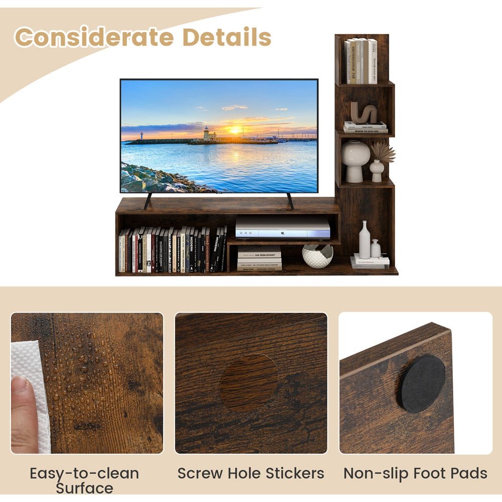 Costway Rustic Brown Media Console Table Image 5
