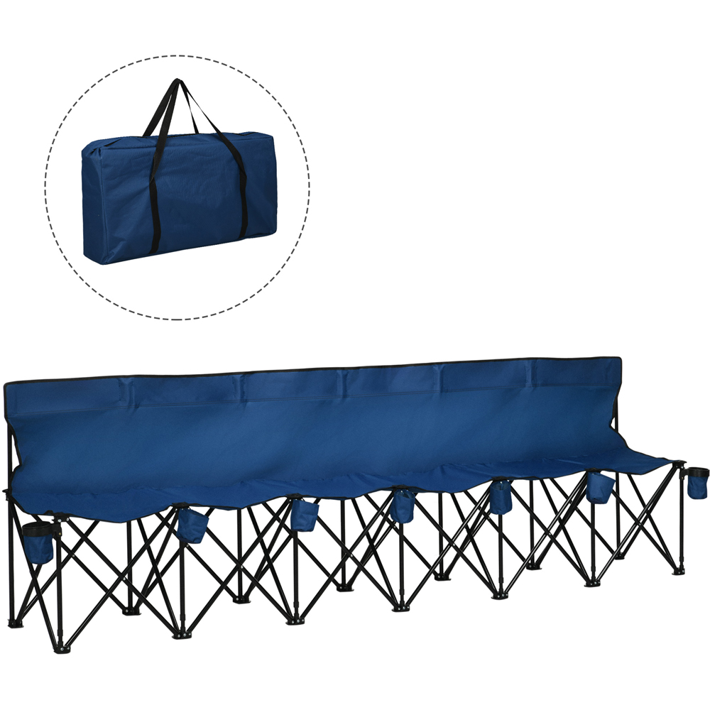 Outsunny 6 Seater Blue Foldable Spectator Chair with Carry Bag Image 7