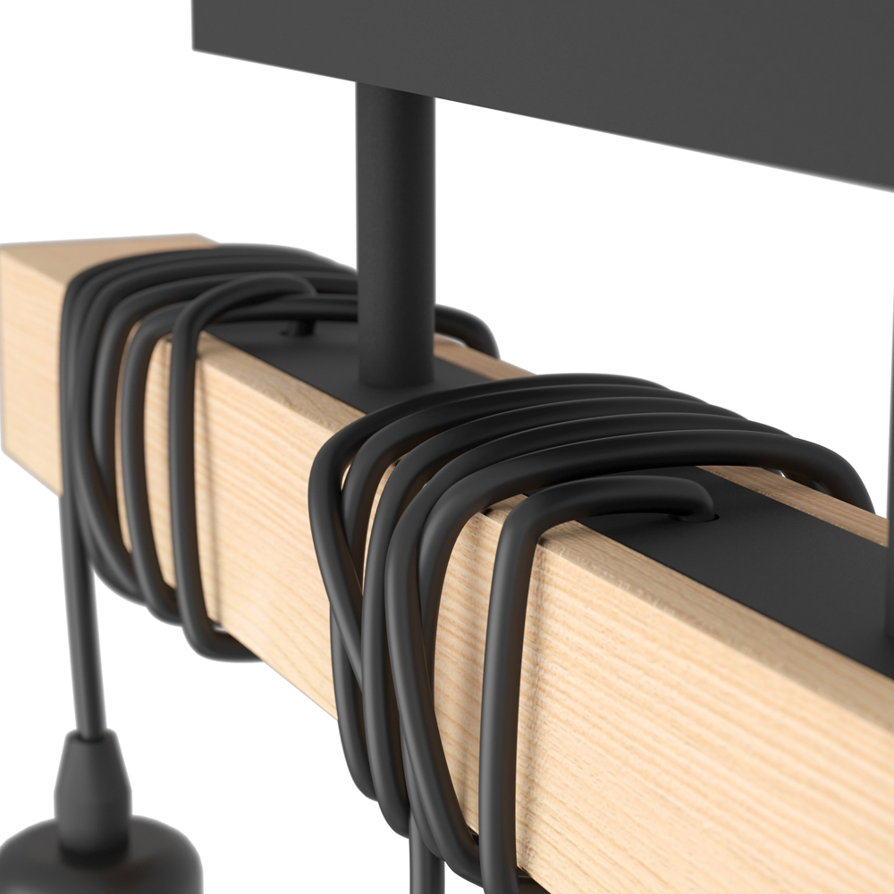 EGLO Townshend Metal and Wood Black 3 Light Pendant Image 3