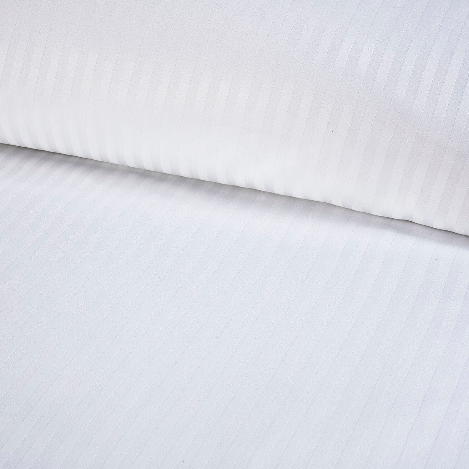 Pimlico Satin Stripe Duvet Set - White / Superking Image 4
