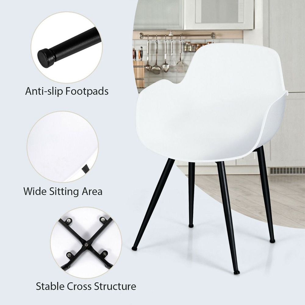 Costway Set of 2 White Dining Chair Image 7