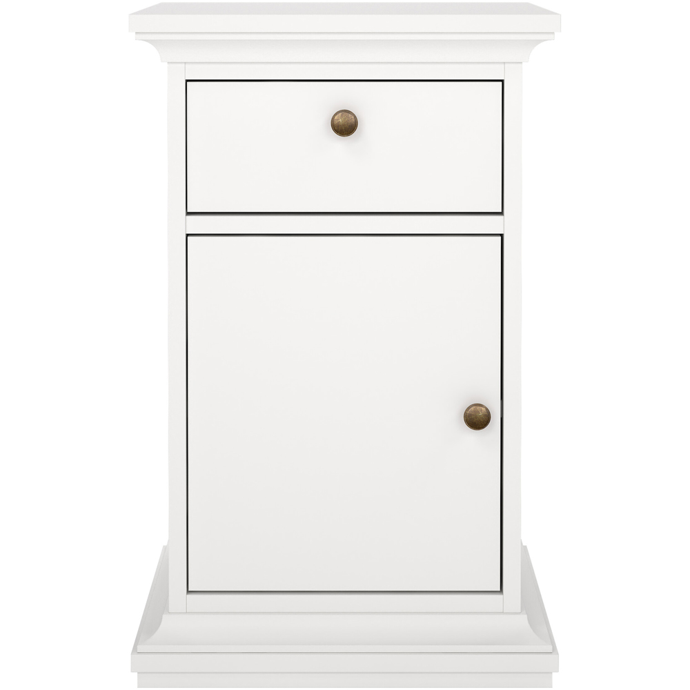 Florence Paris Single Door Single Drawer White Bedside Table Image 4