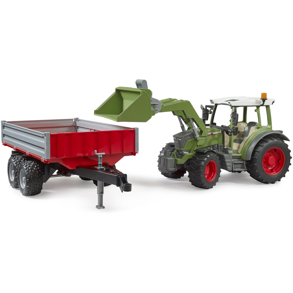 Bruder Kids Fendt Vario 211 Tractor Playset Model with Frontloader and Tipping Trailer Image 4