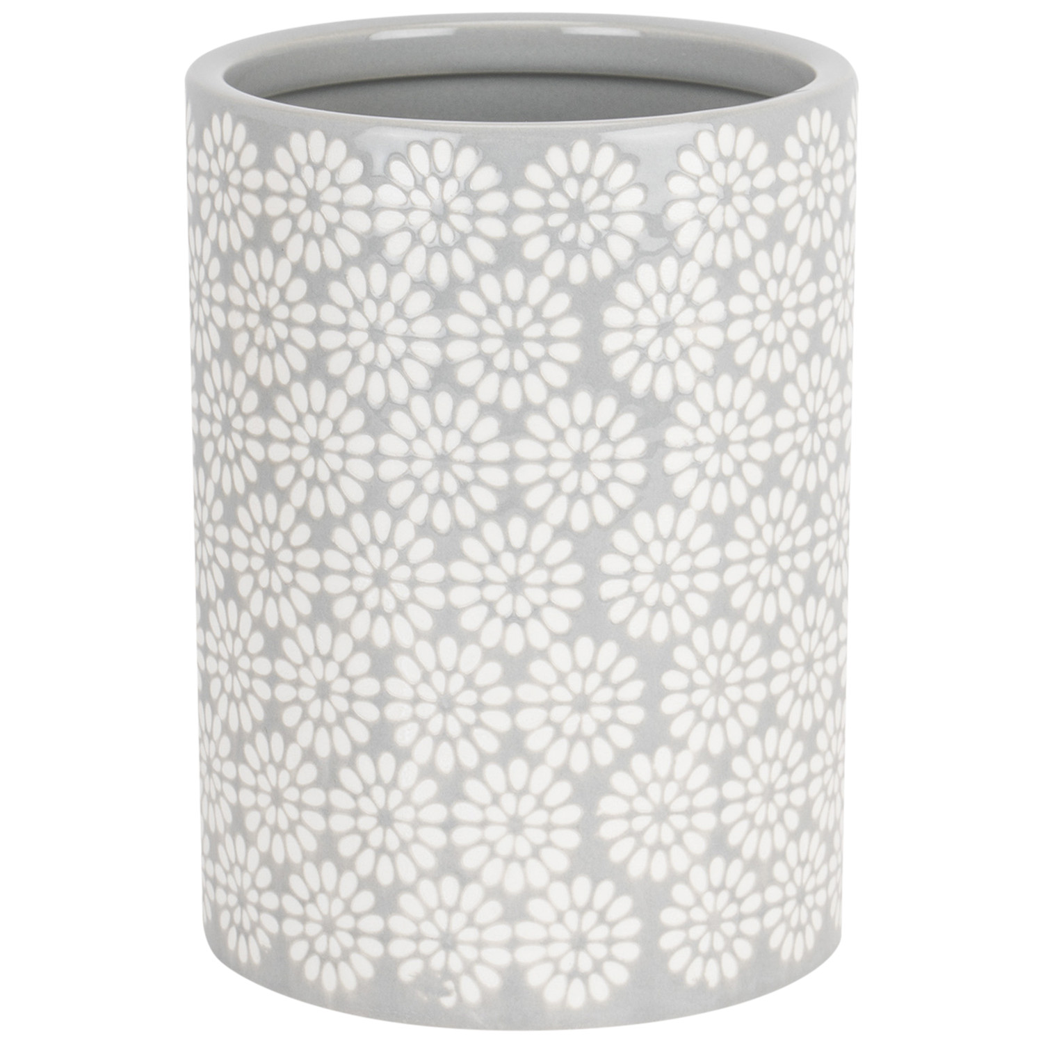 Geometric Blossom Utensil Pot - Grey Image