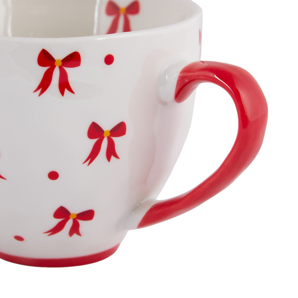 Bow Mug White and Red Image 3