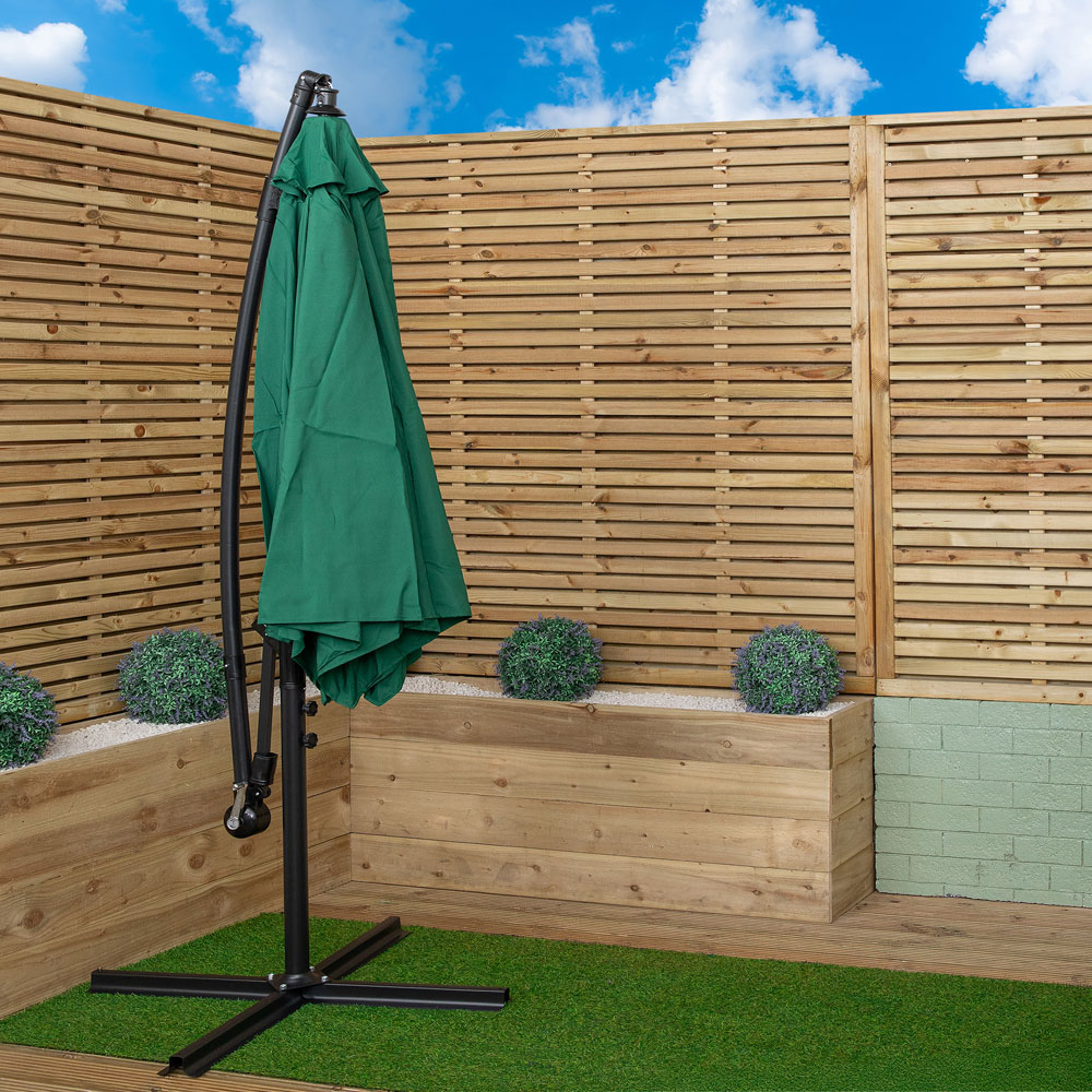 Samuel Alexander Green Hanging Cantilever Banana Parasol with Cover 3m Image 5