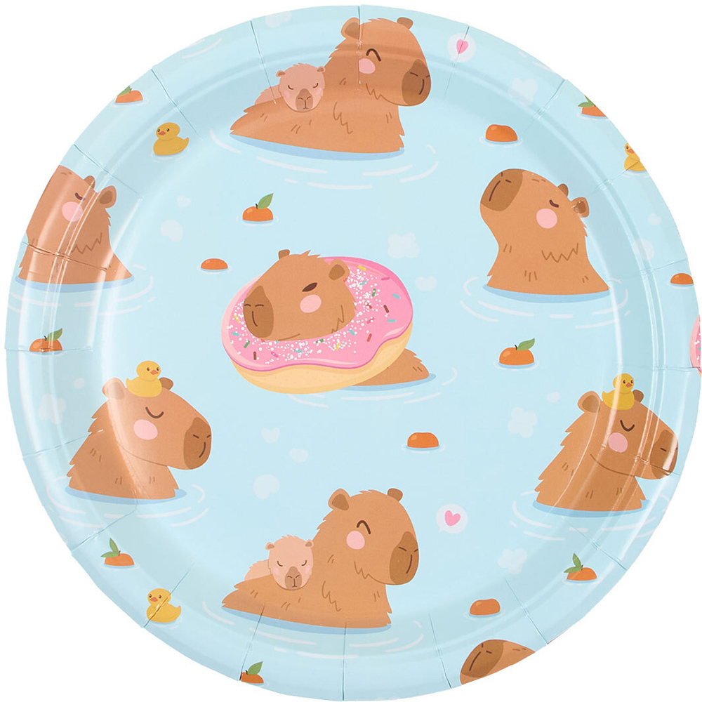 Pack of 10 Capybara Paper Plates Blue Image 2