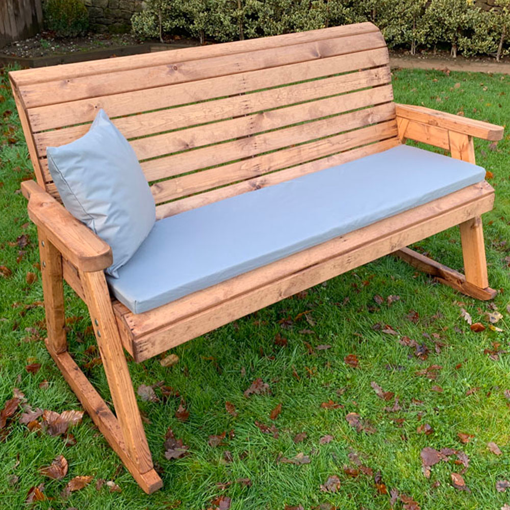 Charles Taylor 3 Seater Rocker Bench with Grey Cushions Image 1