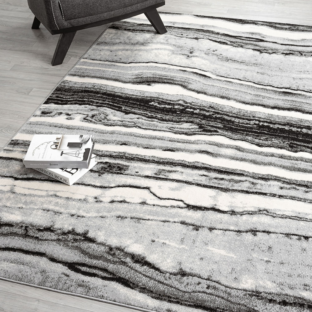 Desire Rugs Obsidian Grey Coast Waves Abstract Rug 60 x 220cm Image 7
