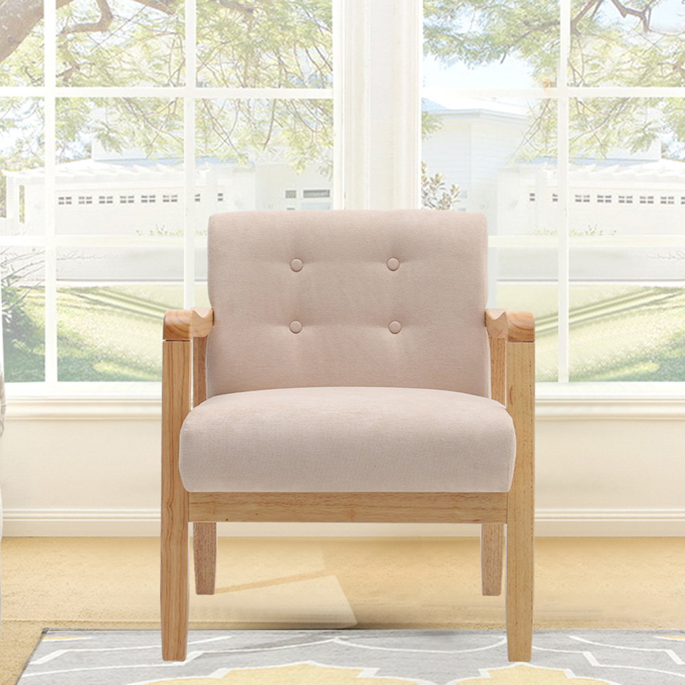 Living and Home Beige Tufted Armchair Image 7