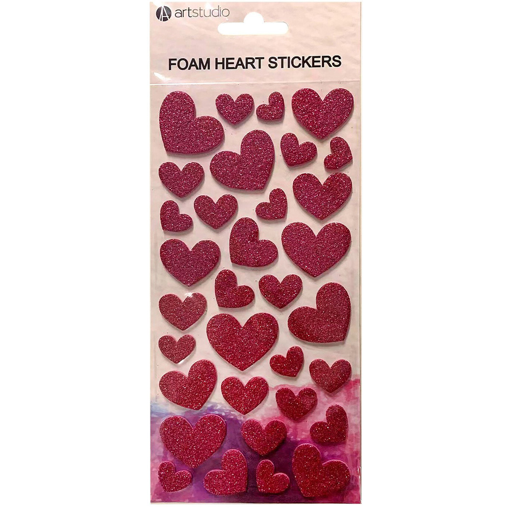 Art Studio Foam Heart Stickers - Red Image