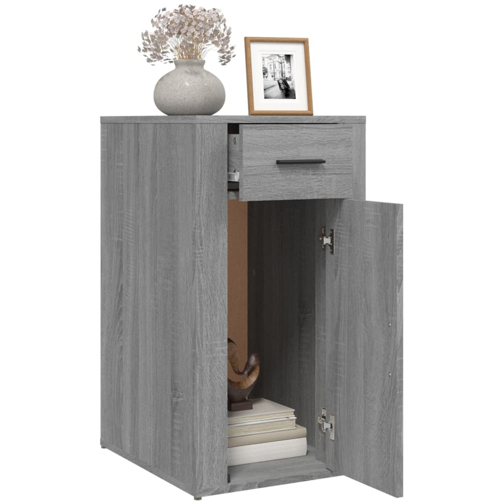 vidaXL Single Door Single Drawer Grey Desk Cabinet Image 5