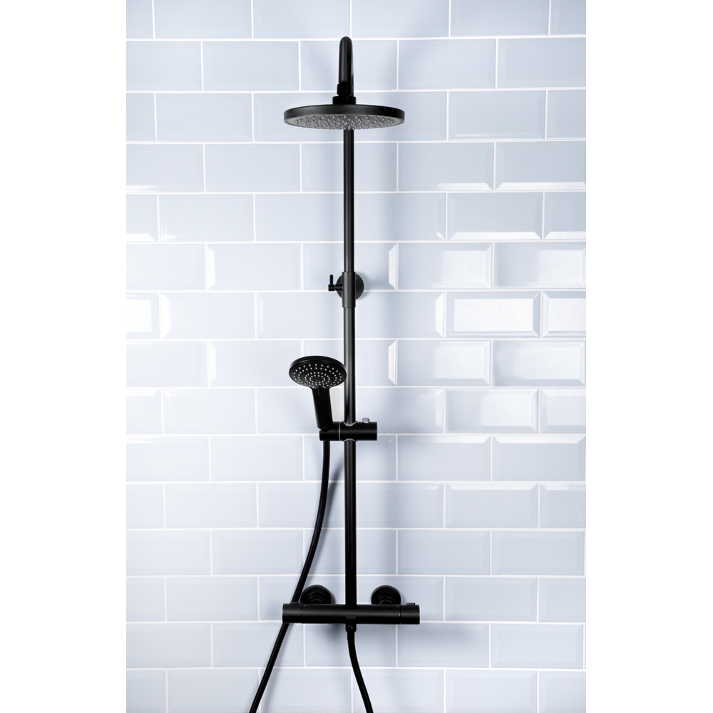 Bristan Buzz Matt Black Thermostatic Waterfall Bar Mixer Shower with Handset Image 6