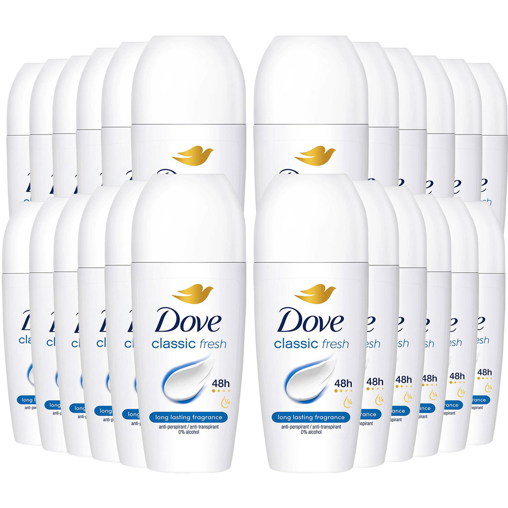Dove Classic Fresh Anti-Perspirant Roll On 50ml 24 Pack Image 1