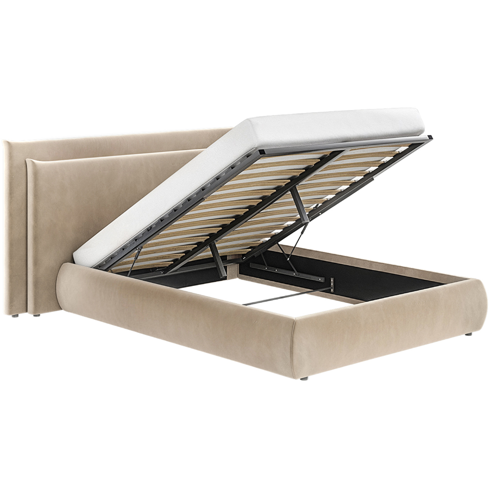 Solace+Co Sigrid Double Sand Velvet Ottoman Storage Bed Image 3