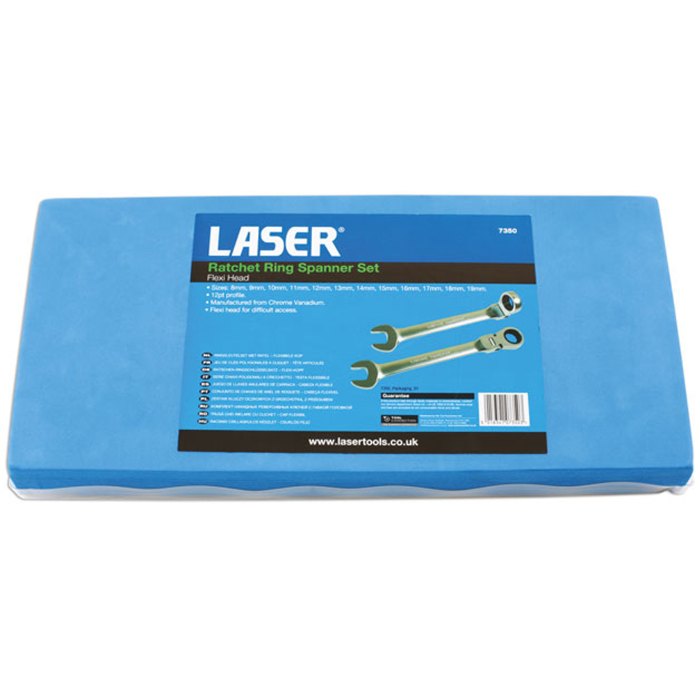 Laser 7350 Flexi-Head Ratchet Ring Spanner Set Image 3