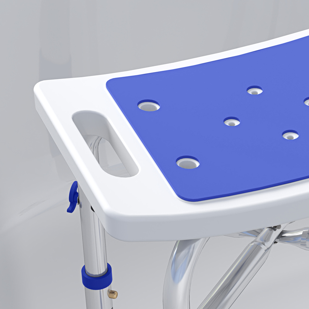 HOMCOM Purple Aluminium Height Adjustable Shower Stool Image 3