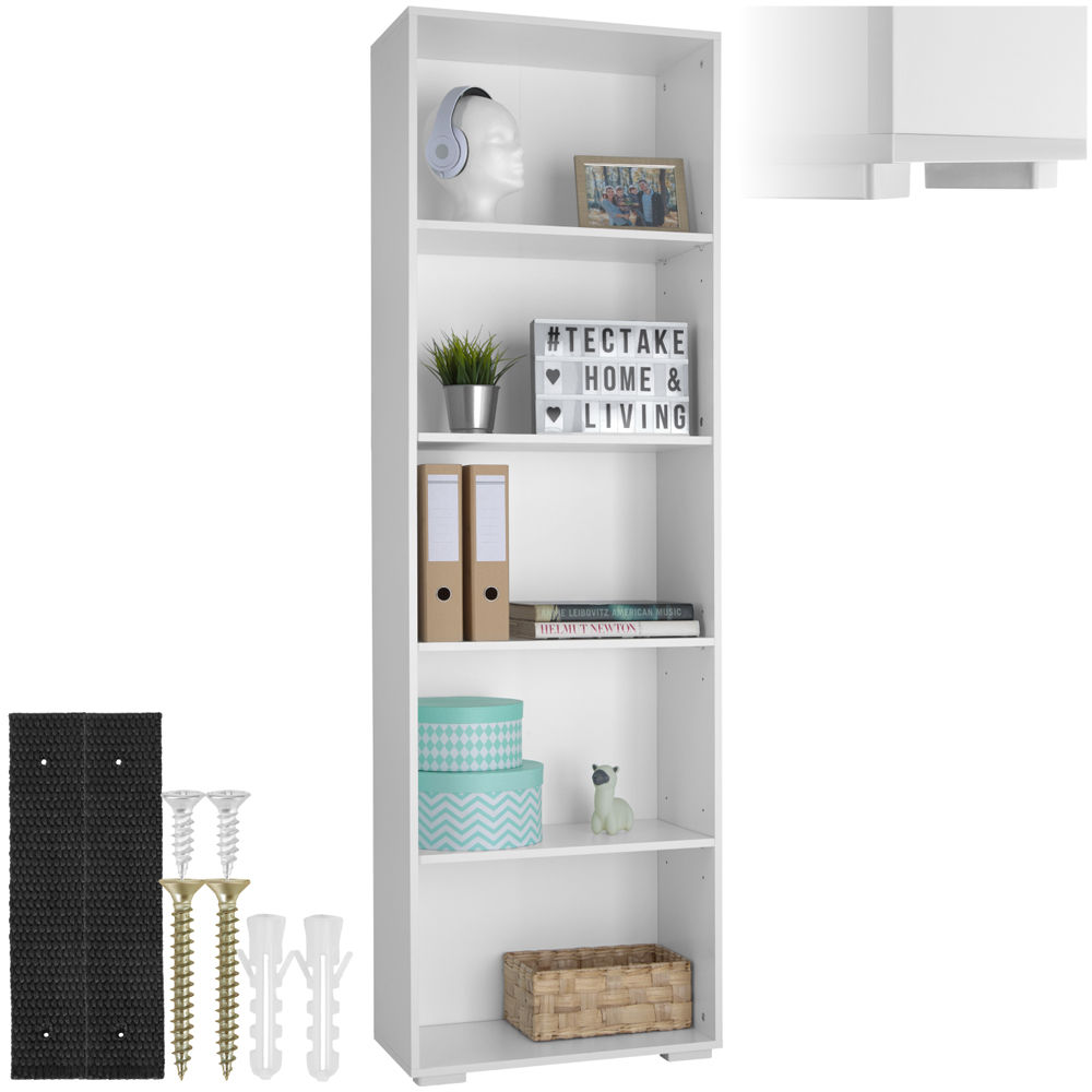 Tectake Lexi 5 Shelf White Bookshelf Image 2