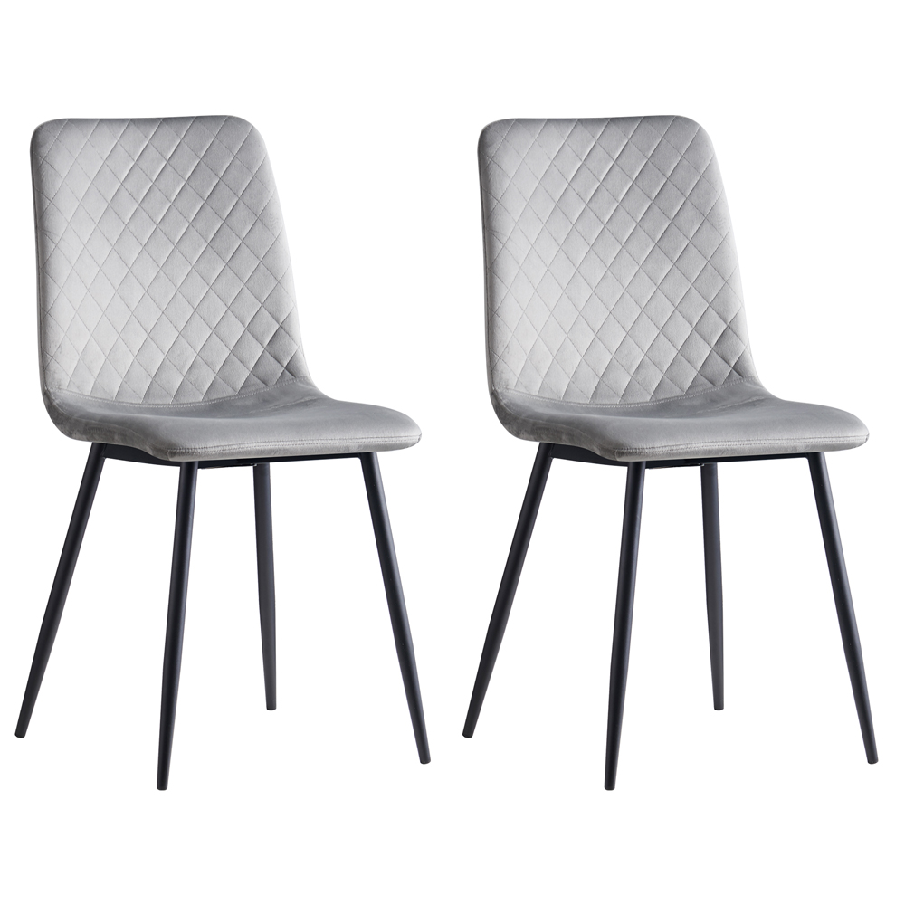 Lexi Set of 2 Light Grey Velvet Fabric Dining Chairs Image 4