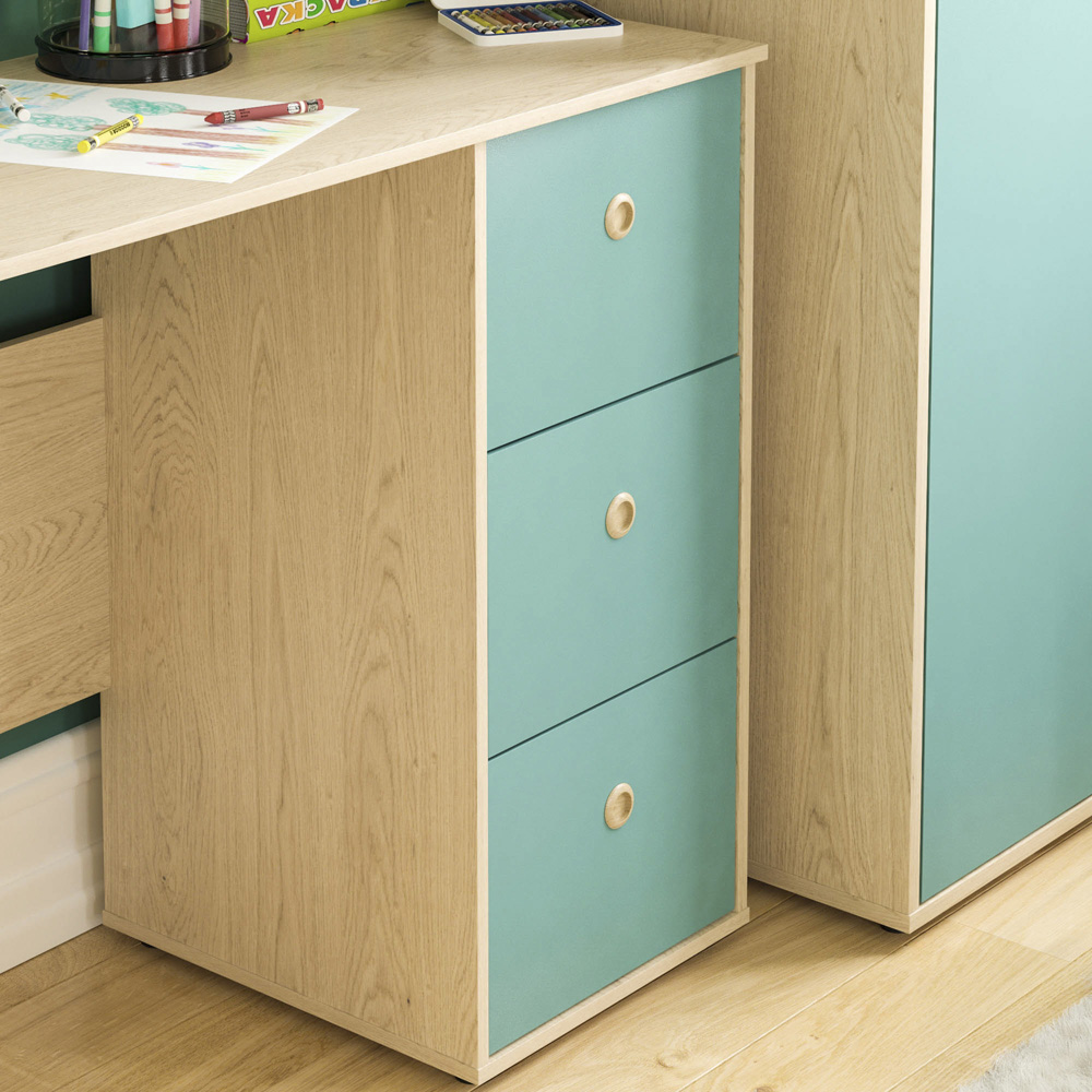 Junior Vida Neptune 3 Drawer Blue and Oak Desk Image 4