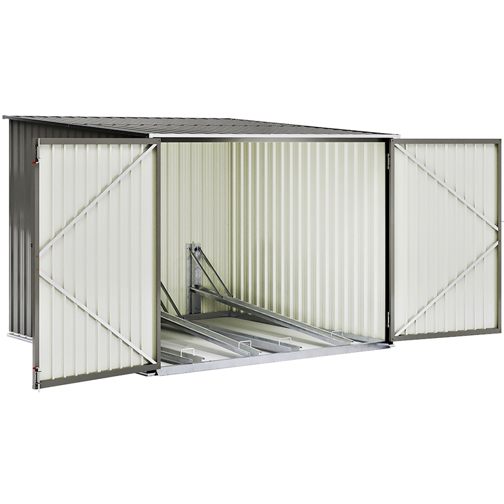 Living and Home 6.7 x 6.4ft Grey Lockable Bike Metal Storage Shed Image 3