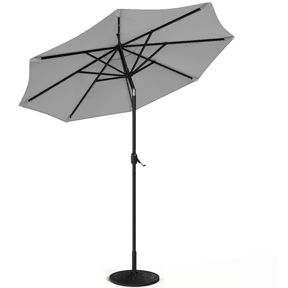 Living and Home Light Grey Solar LED Garden Parasol with Resin Base 3m Image 3