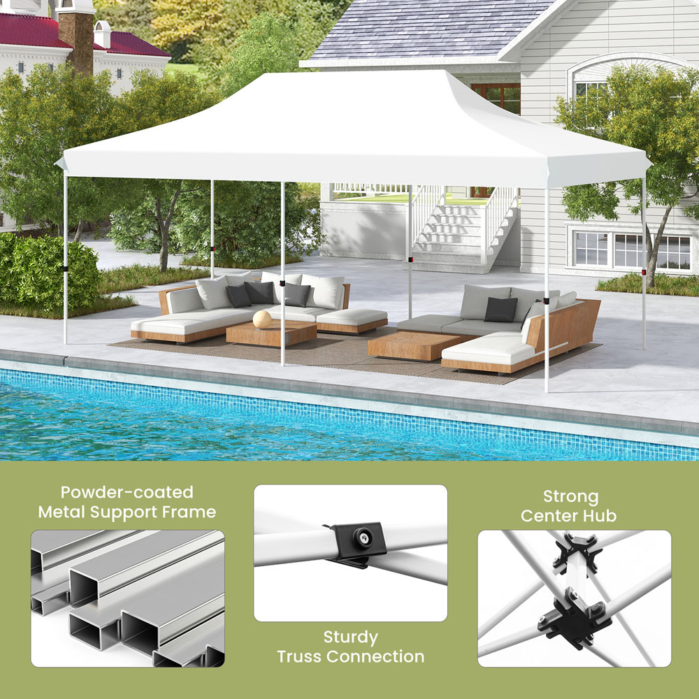 Costway 3 x 6m White Canopy Tent with Carry Bag Image 5