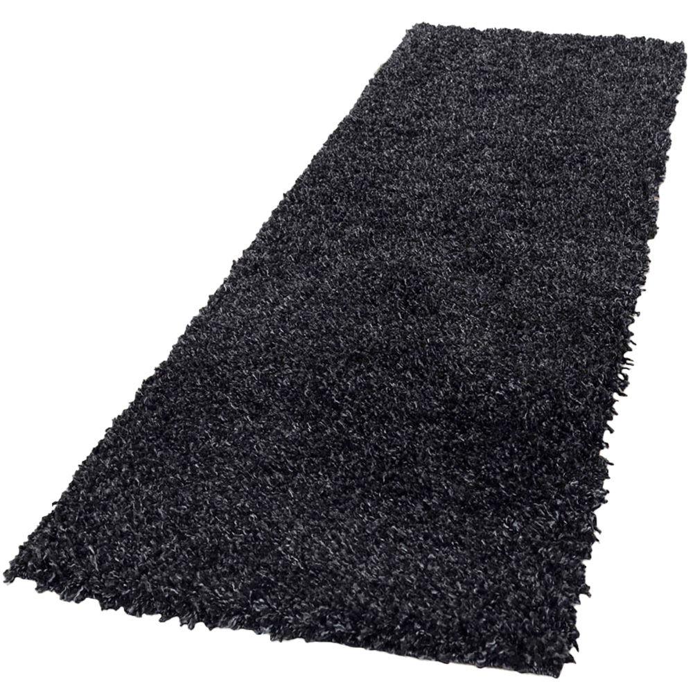 Desire Rugs Oxford Anthracite Plain Shaggy Runner Rug 60 x 220cm Image 1