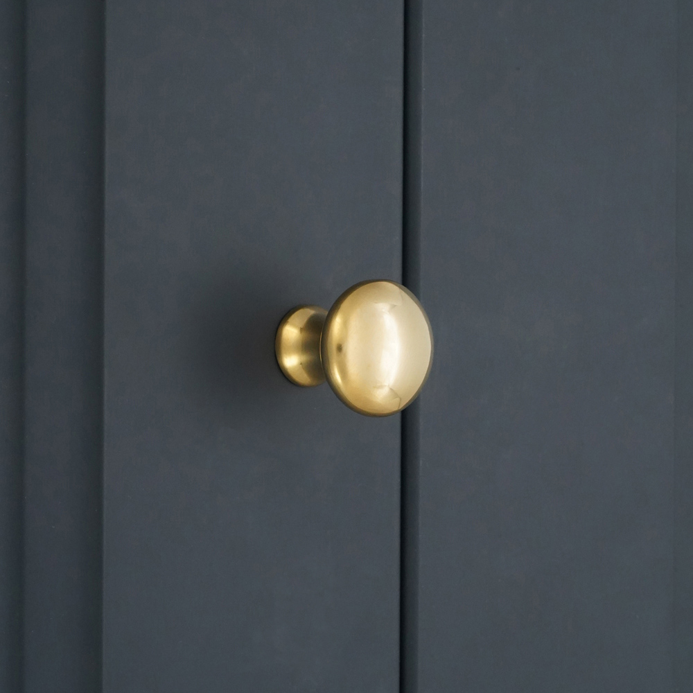 Spira Brass Mushroom Polished Brass Unlacquered Small 25mm Cupboard Knob Image 2