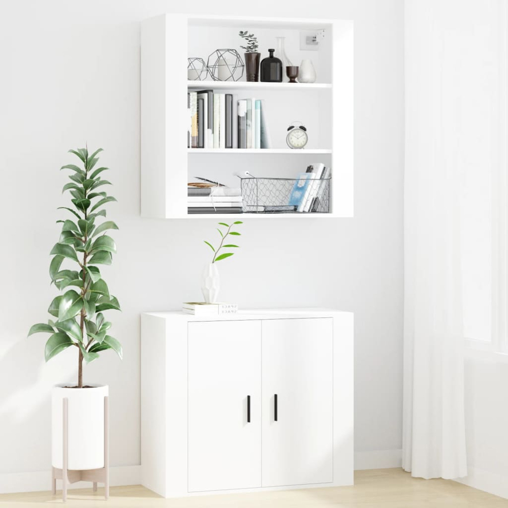 vidaXL 3 Open Shelf White Wall Mounted Cabinet Image 7
