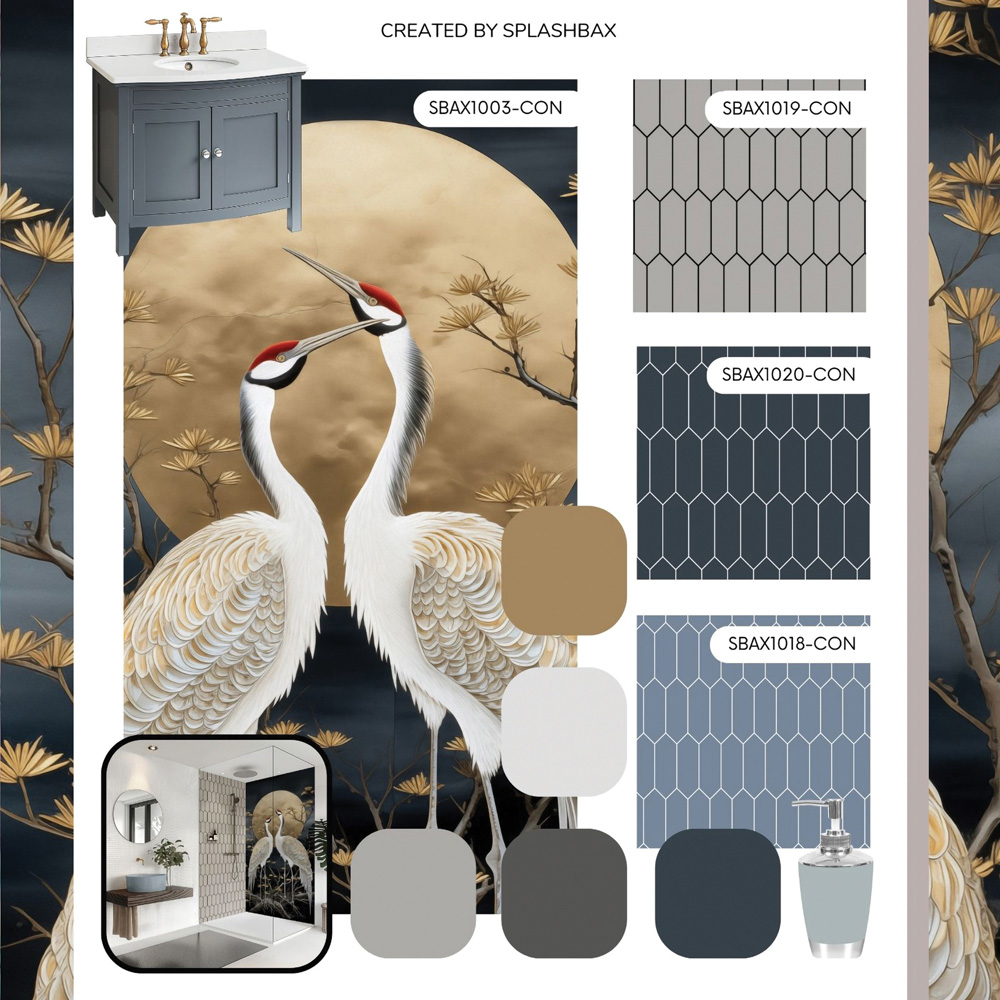 Splashbax Premium Artisan Oriental Midnight Acrylic Bathroom Wall Panel 2400 x 800mm Image 8