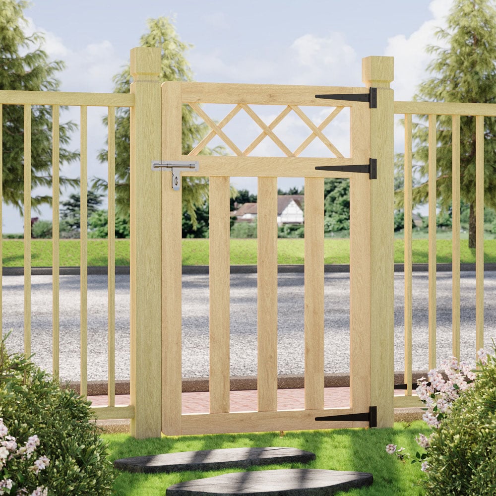 Outdoor Cross Top Wooden Nature Garden Fence Door, 120 x 76 x 2.5cm Image 2