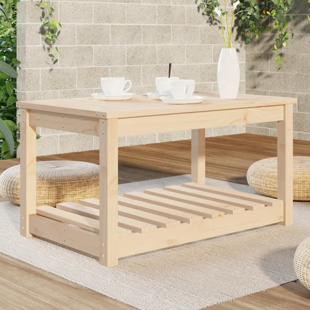 vidaXL Single Shelf Natural Solid Pine Wood Slatted Garden Table 82.5 x 50.5cm Image 1