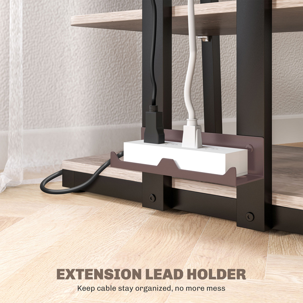 HOMCOM 3 Shelf Grey HiFi Record Player Stand with Power Strip Image 6
