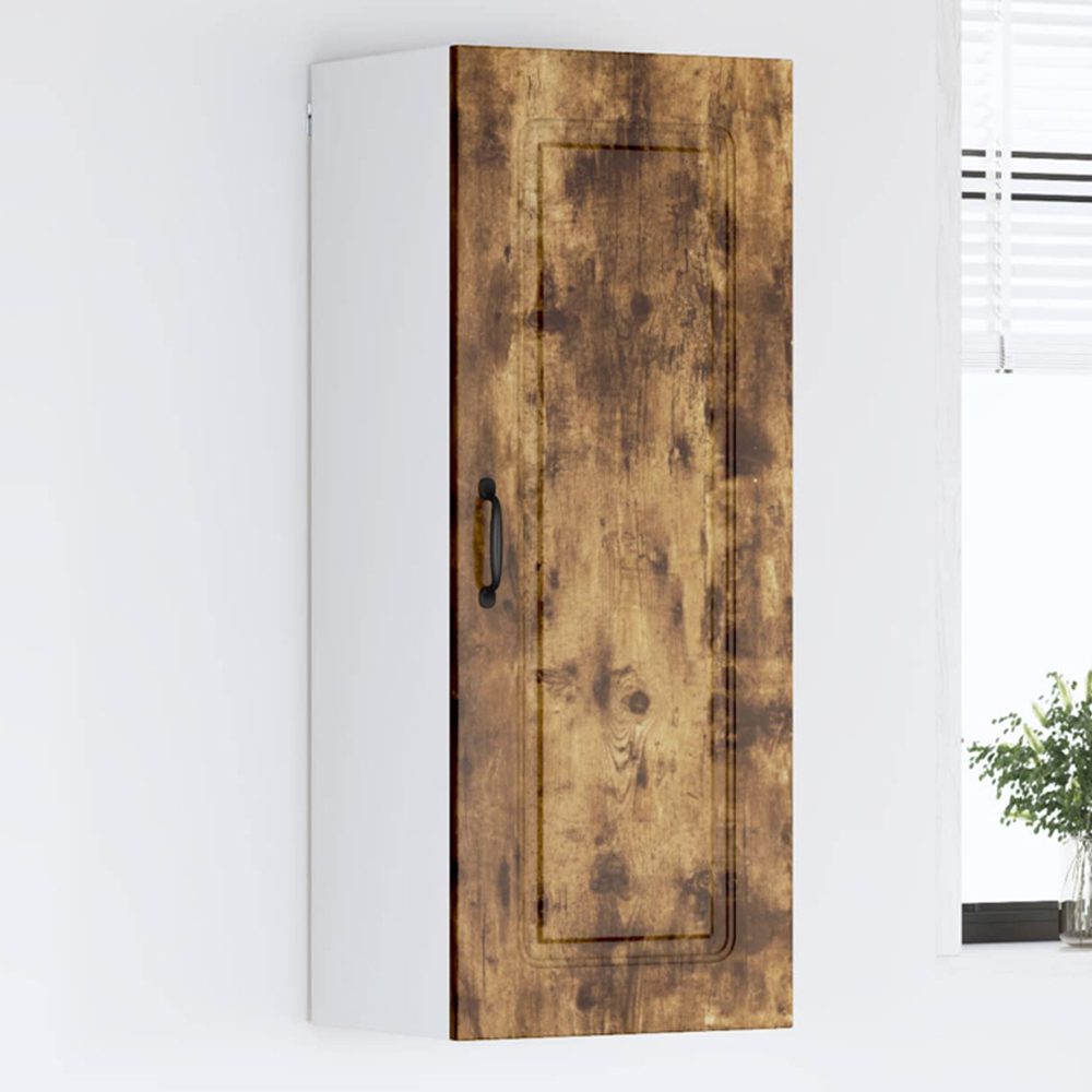 vidaXL Single Door Smoked Oak Kitchen Wall Cabinet Image 1