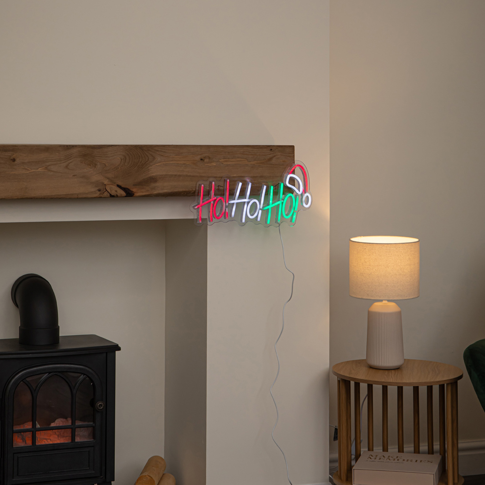 Samuel Alexander Multicolour LED Light-Up Neon Ho Ho Ho with Santa Hat Christmas Decoration 40cm Image 8