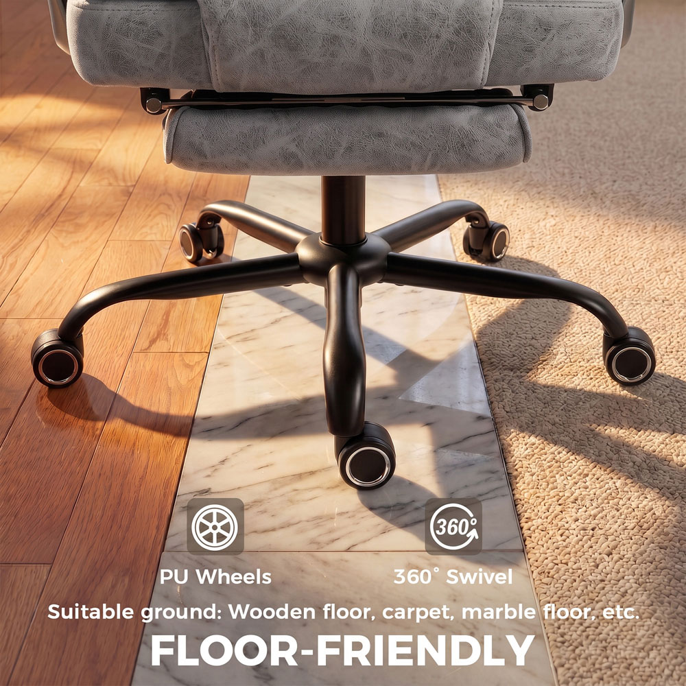 HOMCOM Grey Big and Tall Office Chair with Lumbar Support Image 8