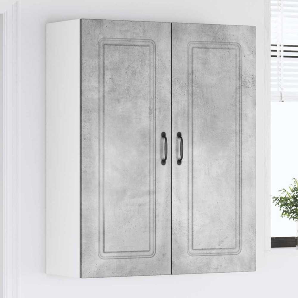 vidaXL 2 Door Concrete Grey Kitchen Wall Cabinet Image 1