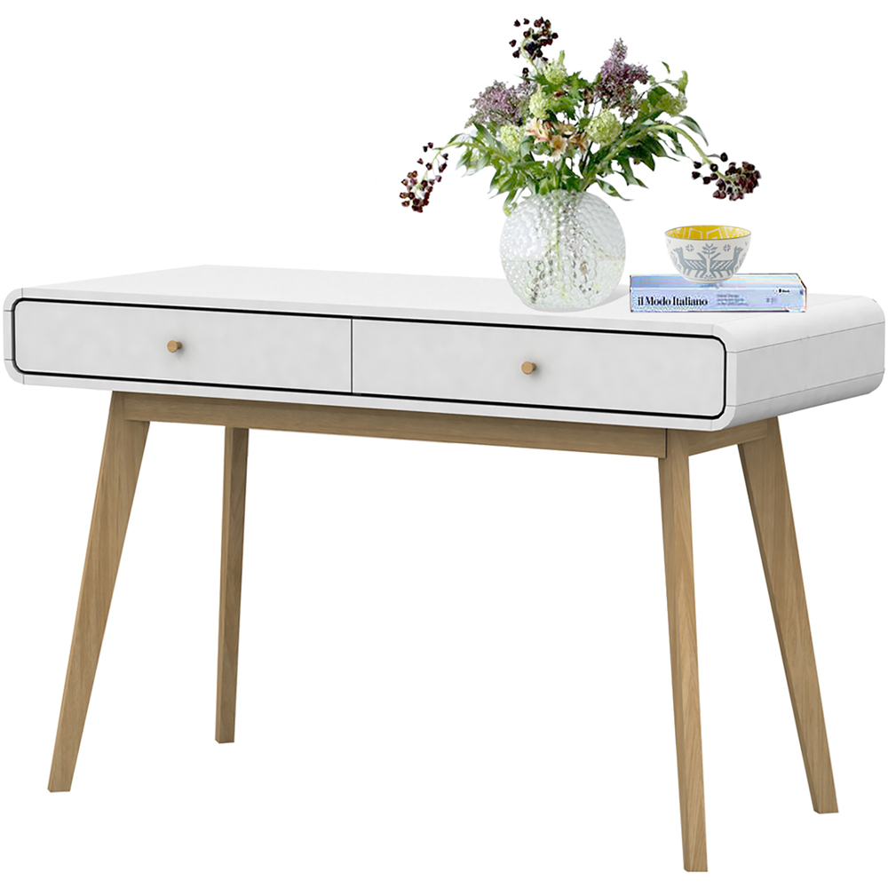 Loft24 Cassie 2 Drawer White Wooden Compact Desk Image 4