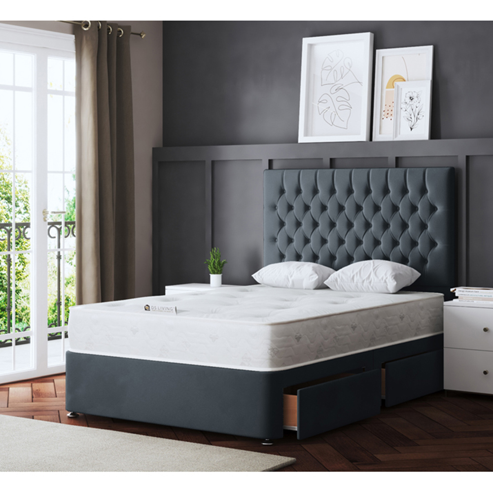 DS Living Seraphine Double Steel Upholstered Panel Divan Bed with 2 Drawer Image 5