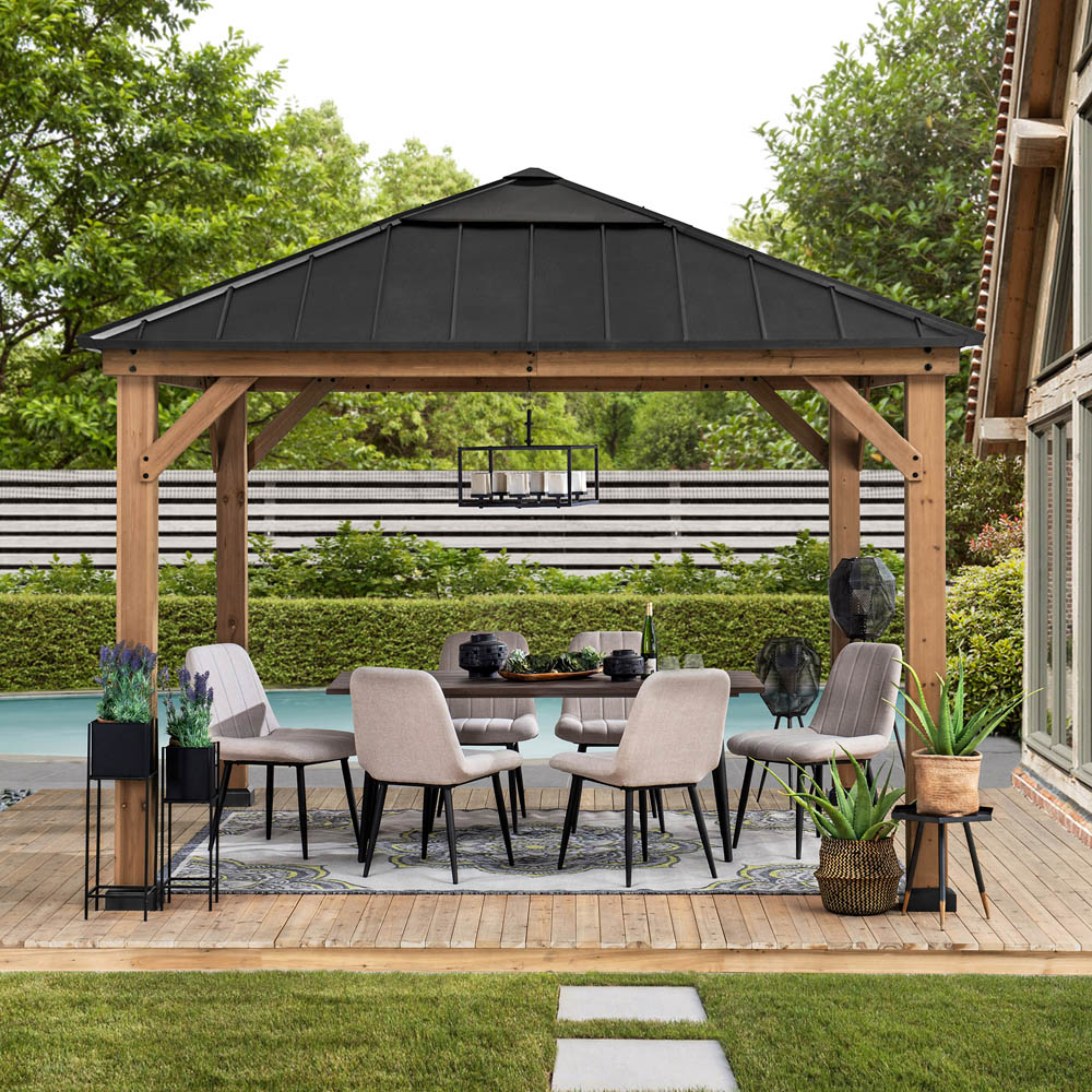 Sunjoy Pirin 3.36 x 3.36m Anthracite Cedar Wood Gazebo Image 3
