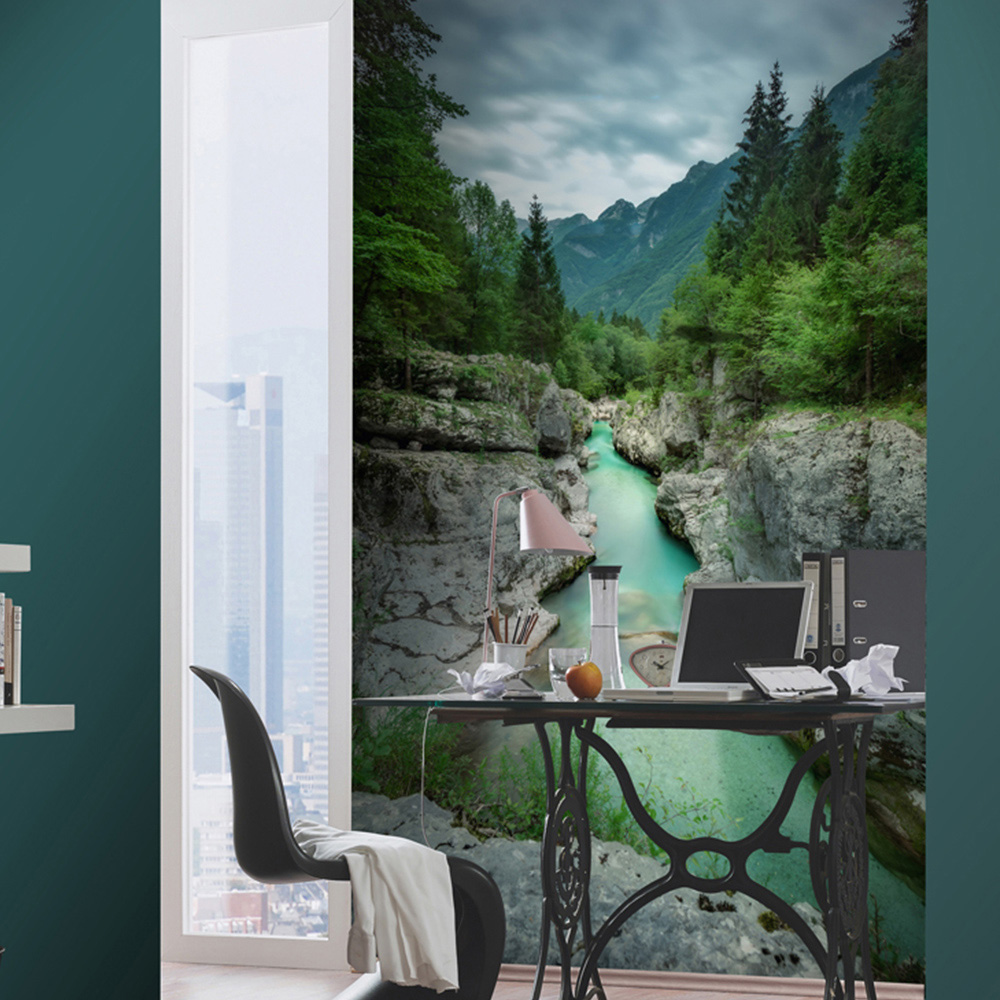 Erismann River Through The Forest Digital 3 Panels Wall Mural Image 1