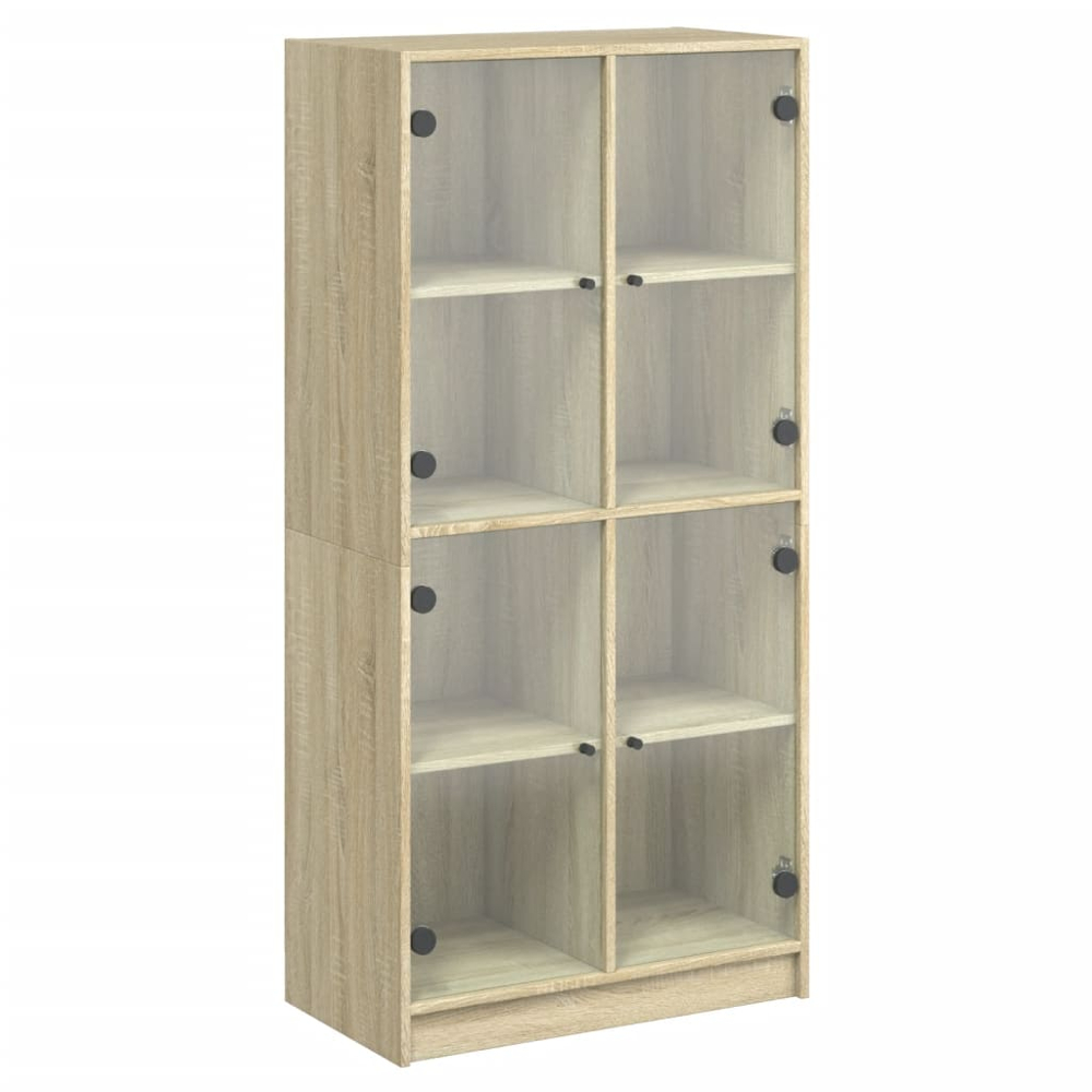 vidaXL 4 Glass Door Sonoma Oak Highboard Image 2